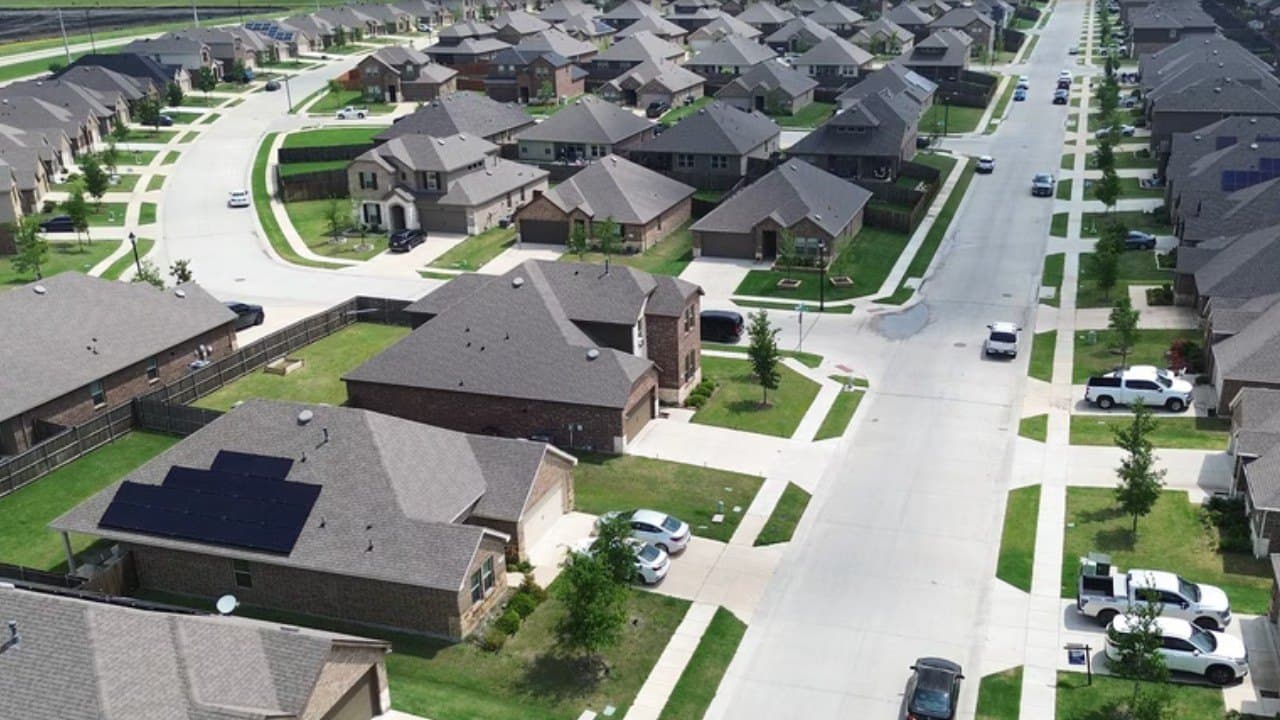 Crew members finishing a commercial concrete pour in Murphy, TX.